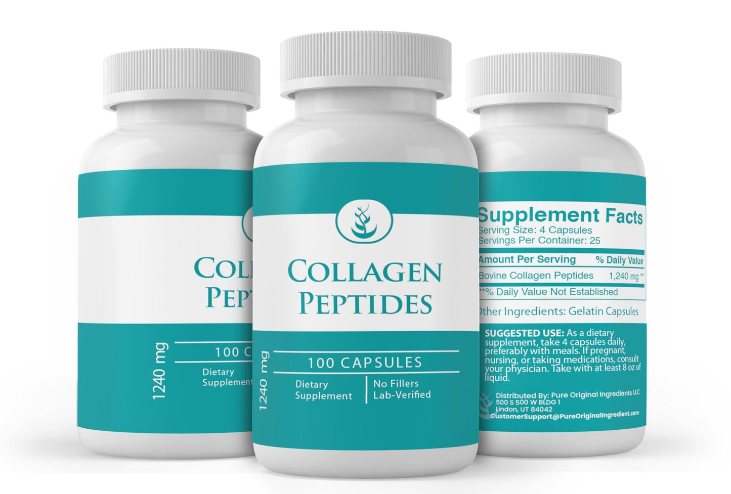 Pure Original Ingredients Collagen Peptide, (100 Capsules) Pure, No Additives Or Fillers, Lab Verified - dailyvitalstore