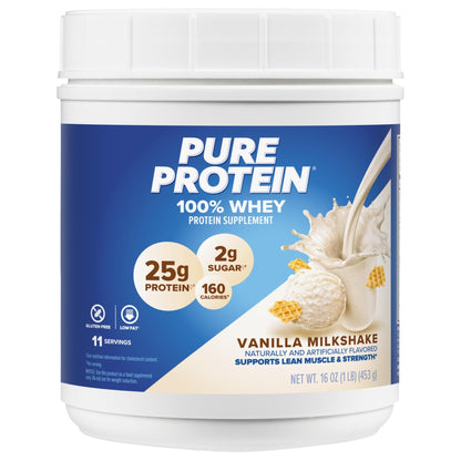 Pure Protein Powder, Whey, High Protein, Low Sugar, Gluten Free, Vanilla Cream, 1 lb - dailyvitalstore