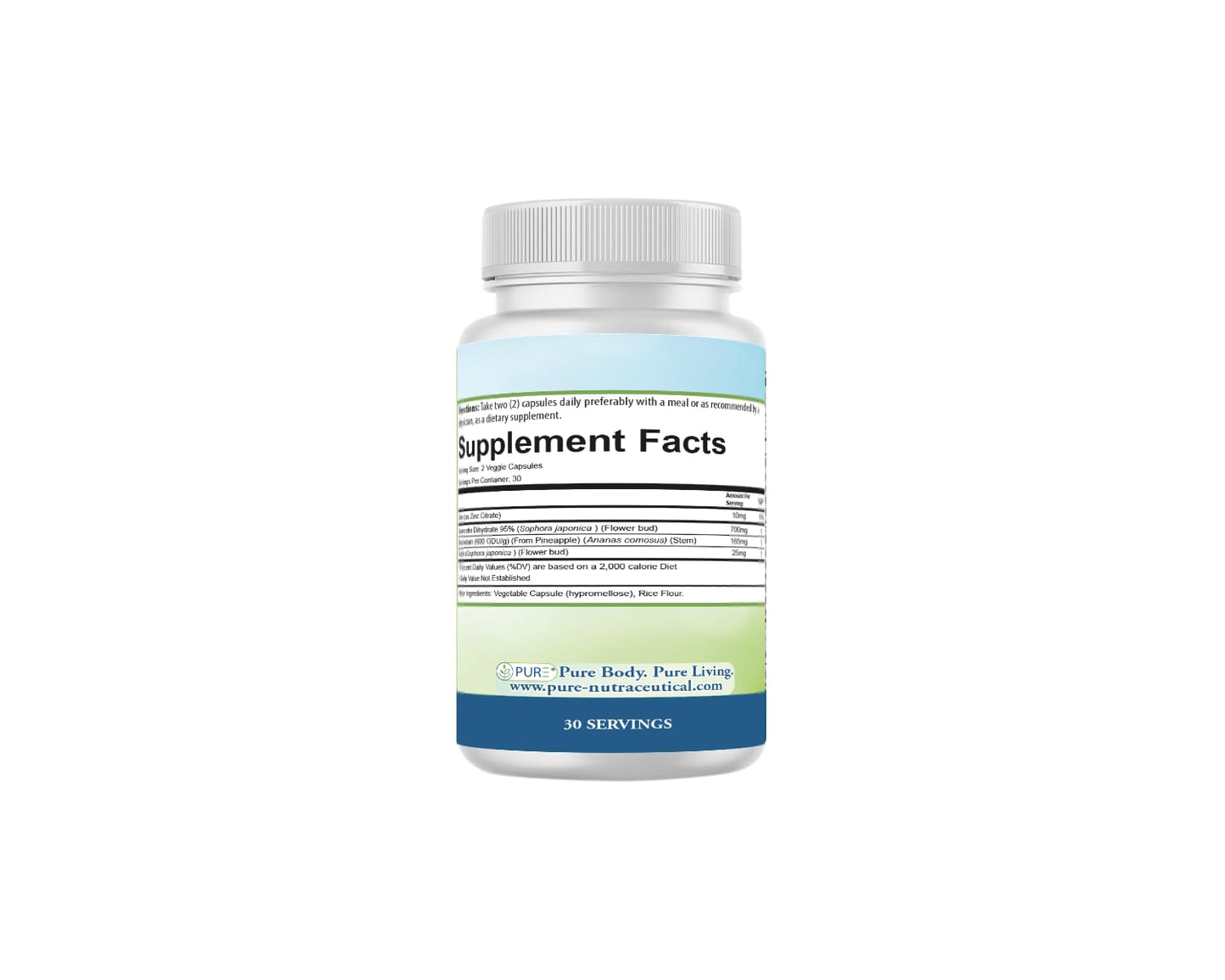 PURE® Quercetin+ with Zinc, Bromelain, Rutin Immune Shield - 60 Capsules - High Bioavailability Antioxidant Complex for Respiratory Health & Viral Defense - Made in USA - dailyvitalstore