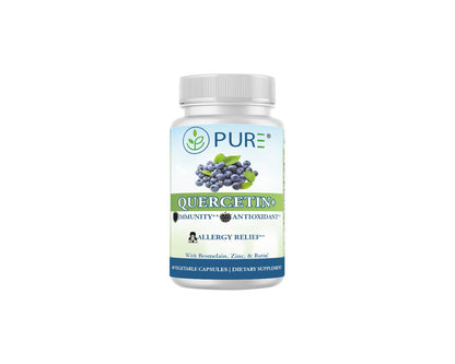 PURE® Quercetin+ with Zinc, Bromelain, Rutin Immune Shield - 60 Capsules - High Bioavailability Antioxidant Complex for Respiratory Health & Viral Defense - Made in USA - dailyvitalstore