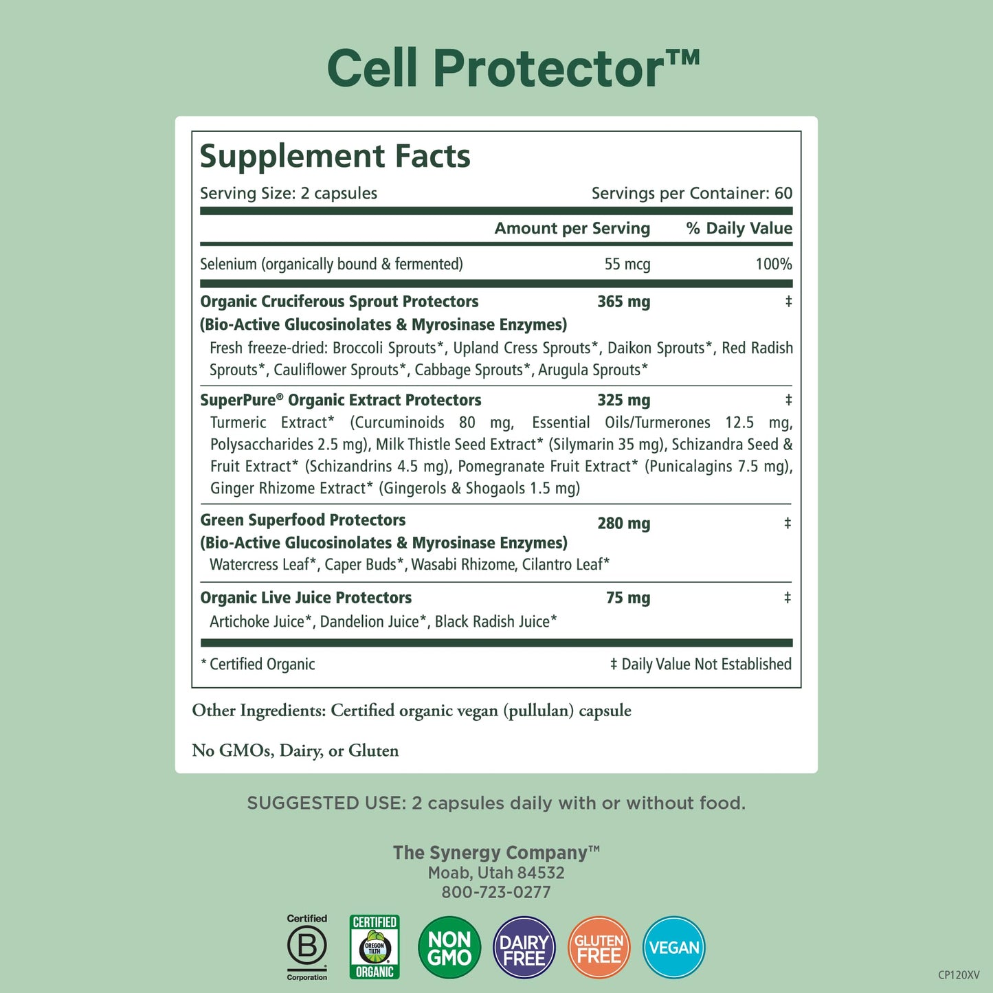 PURE SYNERGY Cell Protector | Cellular Health Supplement | Cell and Immune Support with Selenium and Organic Cruciferous Vegetables | for Healthy Aging & Detoxification (120 Capsules) - dailyvitalstore