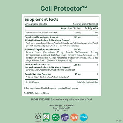 PURE SYNERGY Cell Protector | Cellular Health Supplement | Cell and Immune Support with Selenium and Organic Cruciferous Vegetables | for Healthy Aging & Detoxification (120 Capsules) - dailyvitalstore