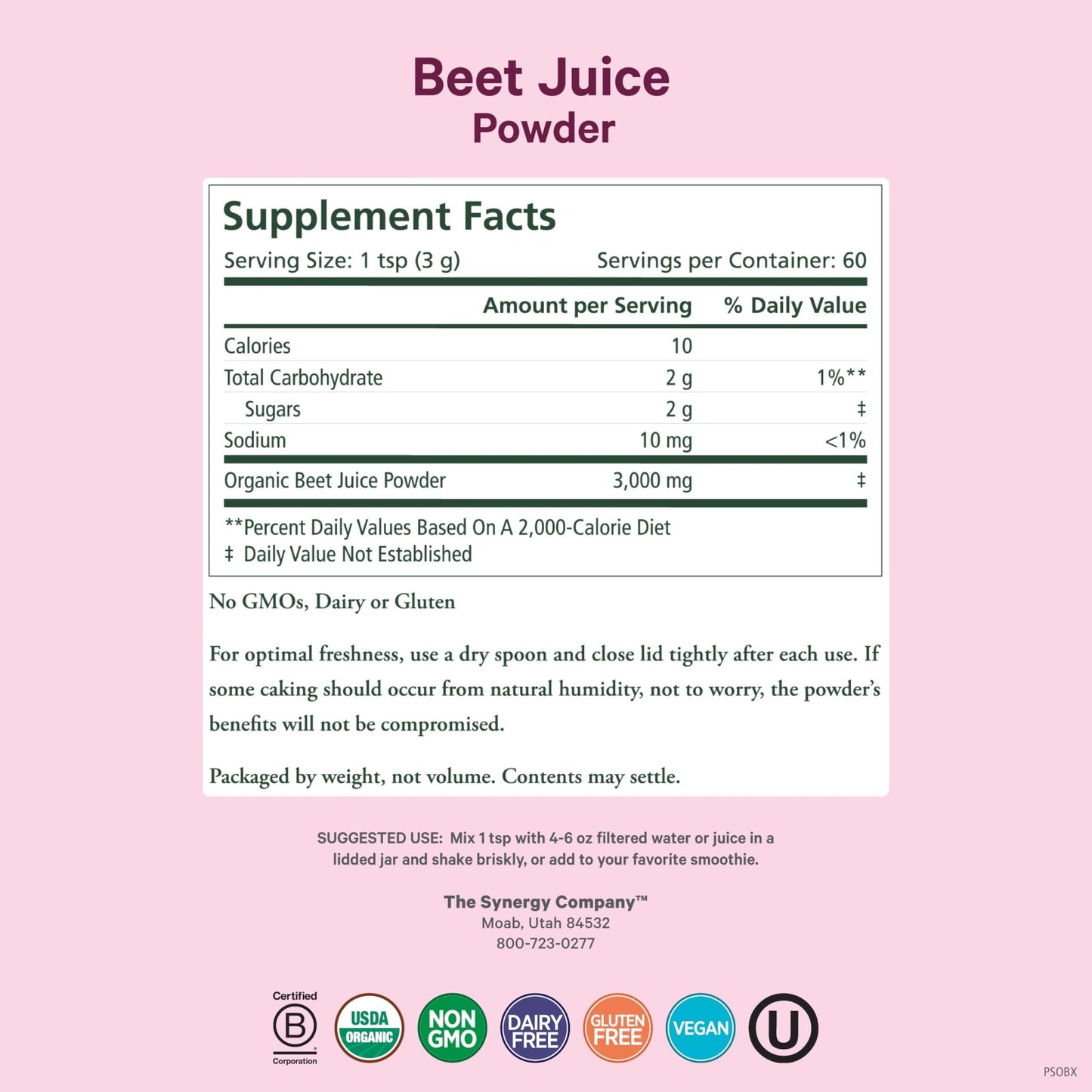 PURE SYNERGY Organic Beet Juice Powder | Pre-Workout Supplement | Organic Beet Root Juice Powder | for Healthy Circulation, Exercise, and Detoxification (6.4 oz.) - dailyvitalstore