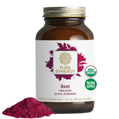 PURE SYNERGY Organic Beet Juice Powder | Pre-Workout Supplement | Organic Beet Root Juice Powder | for Healthy Circulation, Exercise, and Detoxification (6.4 oz.) - dailyvitalstore