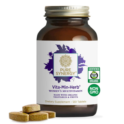 PURE SYNERGY Vita·Min·Herb for Women | Women’s Comprehensive Multivitamin Supplement | Made with Organic Whole Food Non-GMO & Vegan Ingredients | - dailyvitalstore