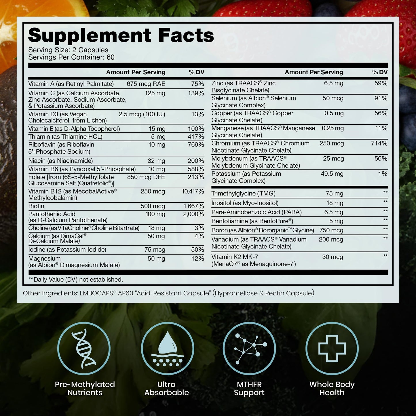 Pure Therapro Rx Methylated Multivitamin for Men and Women | Made in USA | Methyl Multi Without Iron Methyl B12 & Methylfolate | 120 Capsules, 2-Month Supply - dailyvitalstore