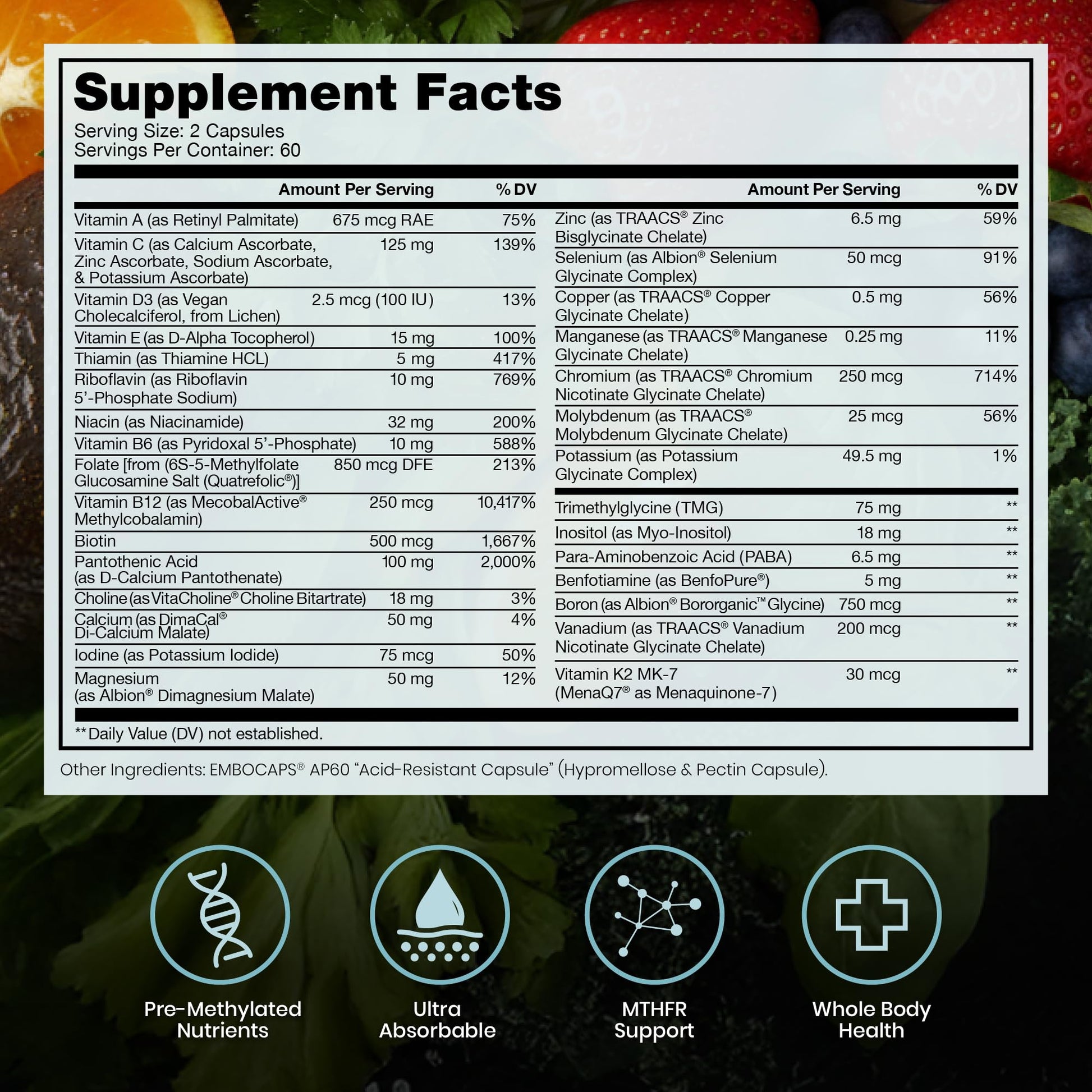 Pure Therapro Rx Methylated Multivitamin for Men and Women | Made in USA | Methyl Multi Without Iron Methyl B12 & Methylfolate | 120 Capsules, 2-Month Supply - dailyvitalstore