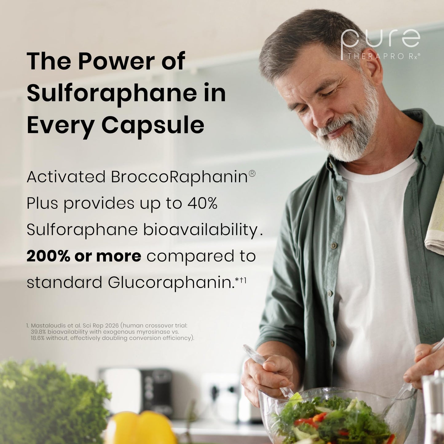 Pure Therapro Rx OncoProtect ES HIGH DOSE Sulforaphane Supplement, Made in USA | 2 Month Supply | 706 mg Patented Activated BroccoRaphanin Broccoli Seed Extract | Glucoraphanin + Myrosinase - dailyvitalstore