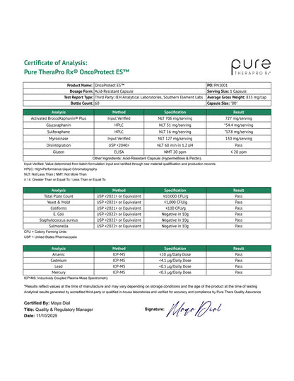 Pure Therapro Rx OncoProtect ES HIGH DOSE Sulforaphane Supplement, Made in USA | 2 Month Supply | 706 mg Patented Activated BroccoRaphanin Broccoli Seed Extract | Glucoraphanin + Myrosinase - dailyvitalstore