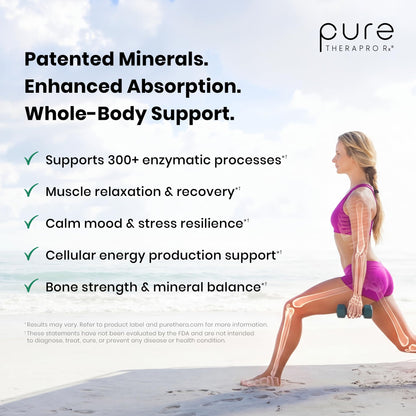 Pure TheraPro Rx Optimum Magnesium Lysinate Glycinate & Di-Magnesium Malate, Made in USA | 2 Month Supply | Chelated for Maximum Absorption, Supports Bone Health & Energy, Non-GMO - dailyvitalstore