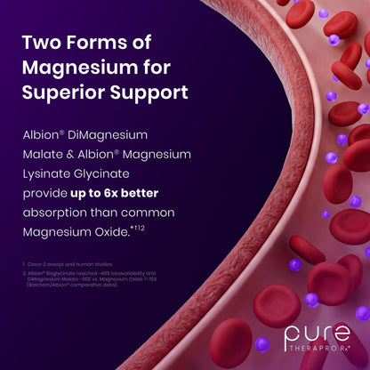 Pure TheraPro Rx Optimum Magnesium Lysinate Glycinate & Di-Magnesium Malate, Made in USA | 2 Month Supply | Chelated for Maximum Absorption, Supports Bone Health & Energy, Non-GMO - dailyvitalstore
