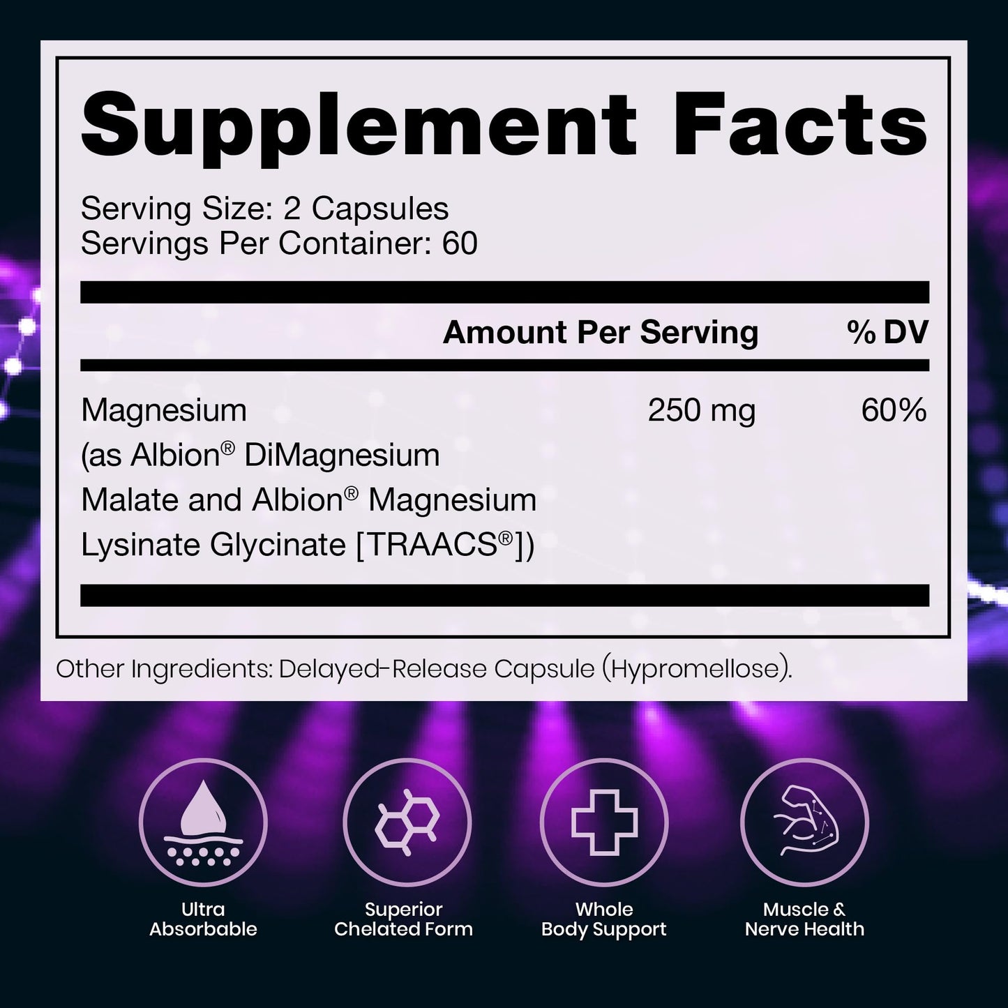 Pure TheraPro Rx Optimum Magnesium Lysinate Glycinate & Di-Magnesium Malate, Made in USA | 2 Month Supply | Chelated for Maximum Absorption, Supports Bone Health & Energy, Non-GMO - dailyvitalstore