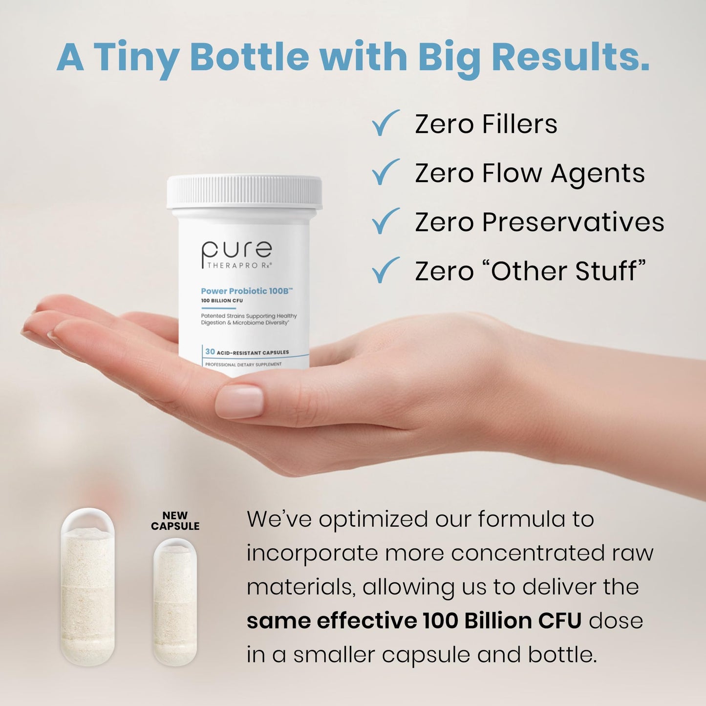 Pure Therapro Rx Power Probiotic 100B | 30 Acid Resistant Capsules - 1 Month Supply | 4 Proven Strains 100 Billion CFU | Flora Balance & Digestion - dailyvitalstore