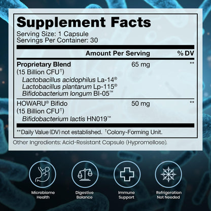 Pure Therapro Rx Power Probiotic Daily - 30 Acid-Resistant Capsules | 4 Proven Strains - 30 Billion CFU/Capsule | Patented Activ-Vial Desiccant Bottle - dailyvitalstore