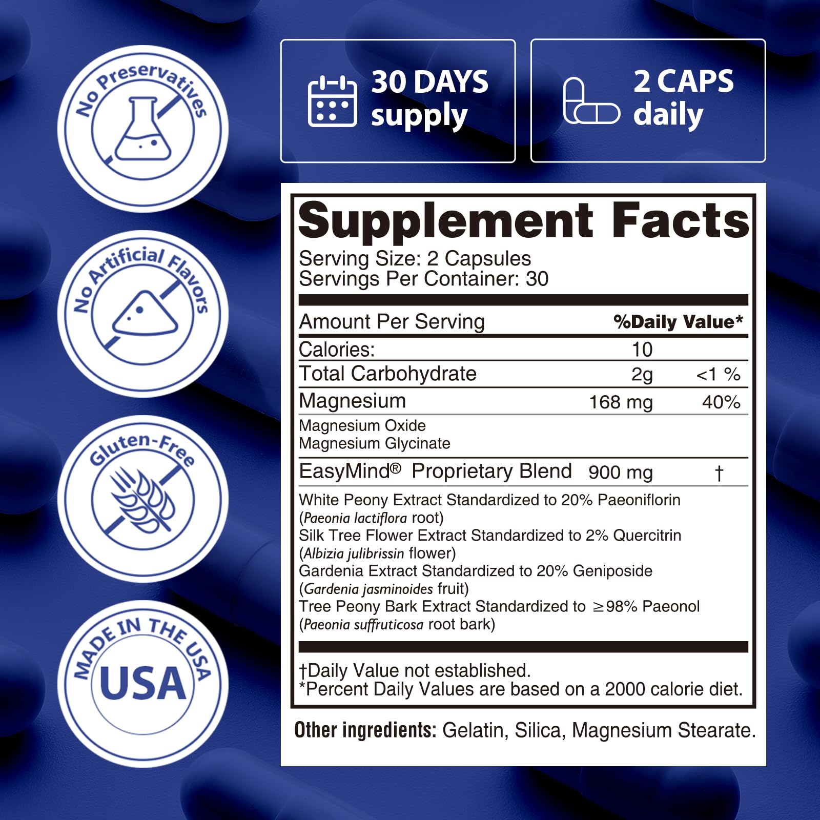 PureBotan Magnesium Oxide and Glycinate Extra Strength, Natural Sleep Aid Supplement EasyMind, High Absorption, Restful Sleep & Relaxation, Cortisol Lower, Natural-Gentle, Melatonin Free, 60 Capsules - dailyvitalstore