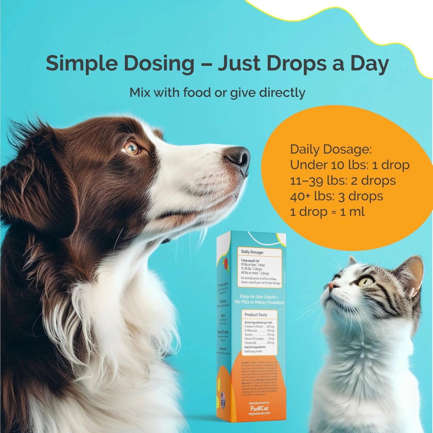 PureCat Urinary Tract Infection Care for Cat & Dog | Calming Urinary Tract & Kidney Support for Pets | Bladder Infection Treatment | UTI Drops | Veterinarian Recommended - dailyvitalstore