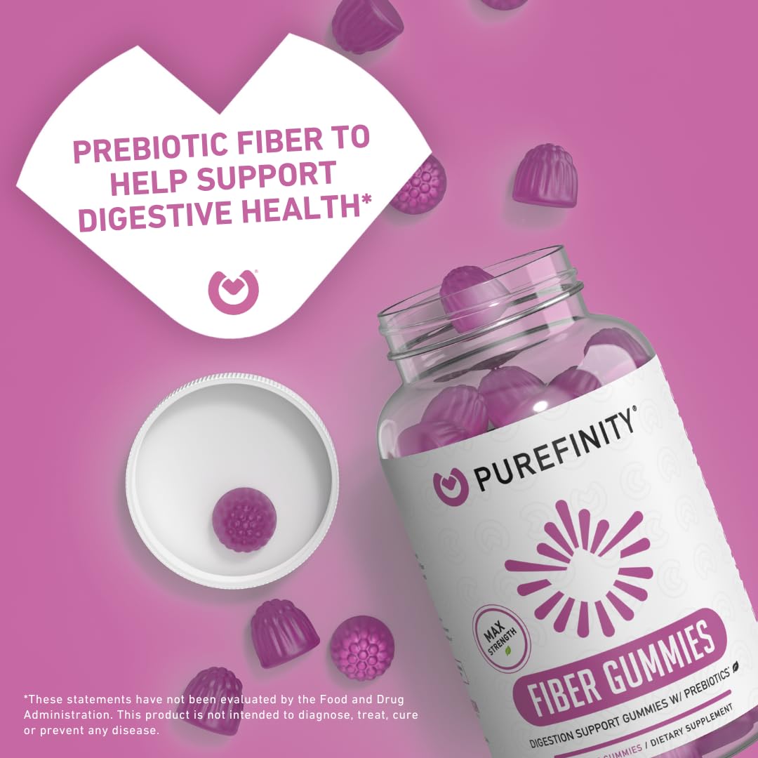 PUREFINITY Fiber Gummies for Adults with Inulin FOS from Chicory Root, Sugar Free Prebiotic Supplement for Daily Digestion - dailyvitalstore