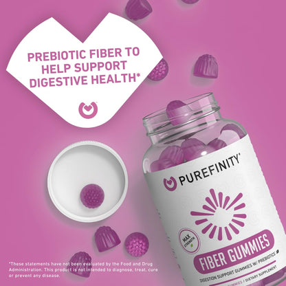 PUREFINITY Fiber Gummies for Adults with Inulin FOS from Chicory Root, Sugar Free Prebiotic Supplement for Daily Digestion - dailyvitalstore