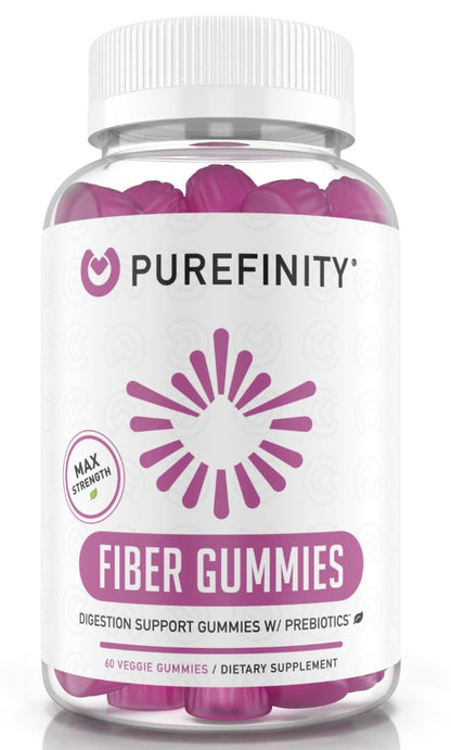 PUREFINITY Fiber Gummies for Adults with Inulin FOS from Chicory Root, Sugar Free Prebiotic Supplement for Daily Digestion - dailyvitalstore