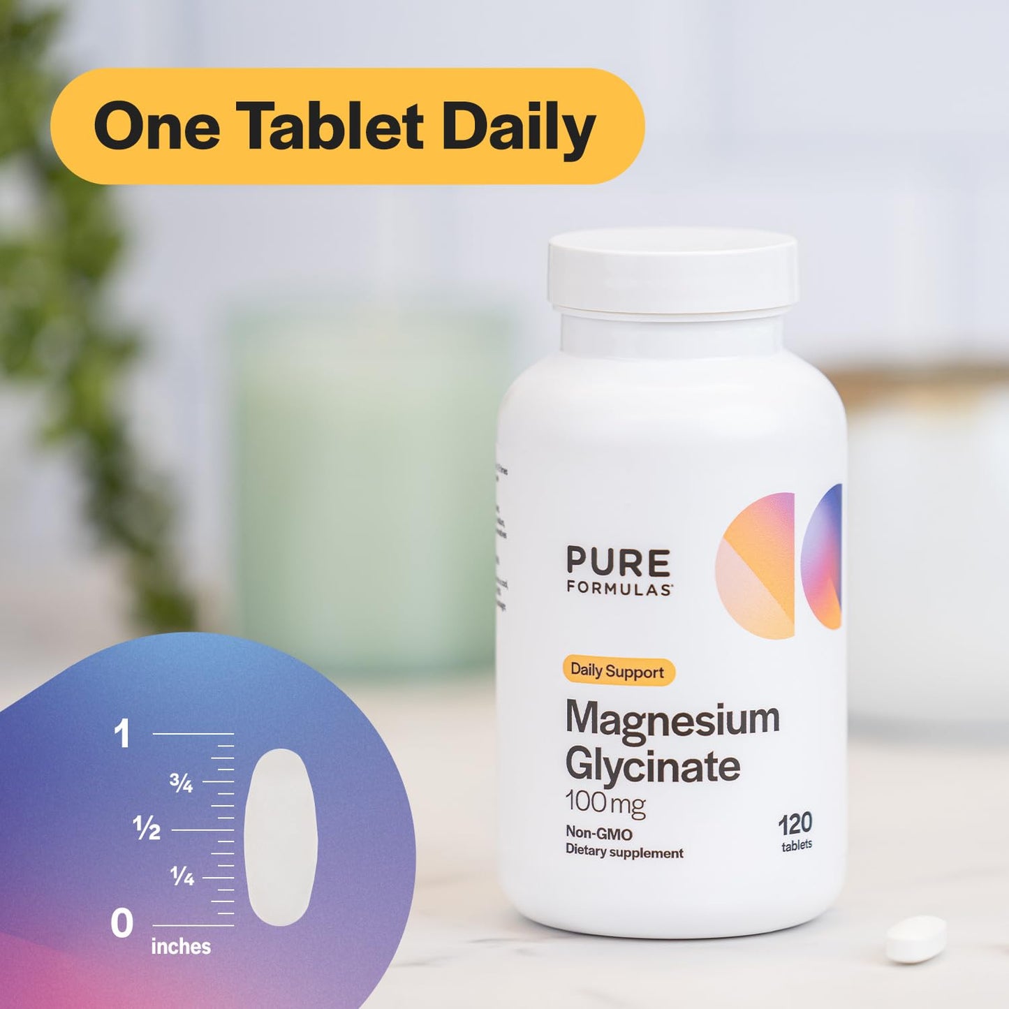 PureFormulas Magnesium Glycinate 100 mg Daily Support for Stress, Nerves, Sleep, Muscles, Metabolism Pure Magnesium Glycinate Supplement for Women and Men Magnesio Non-GMO 120 Tablets - dailyvitalstore