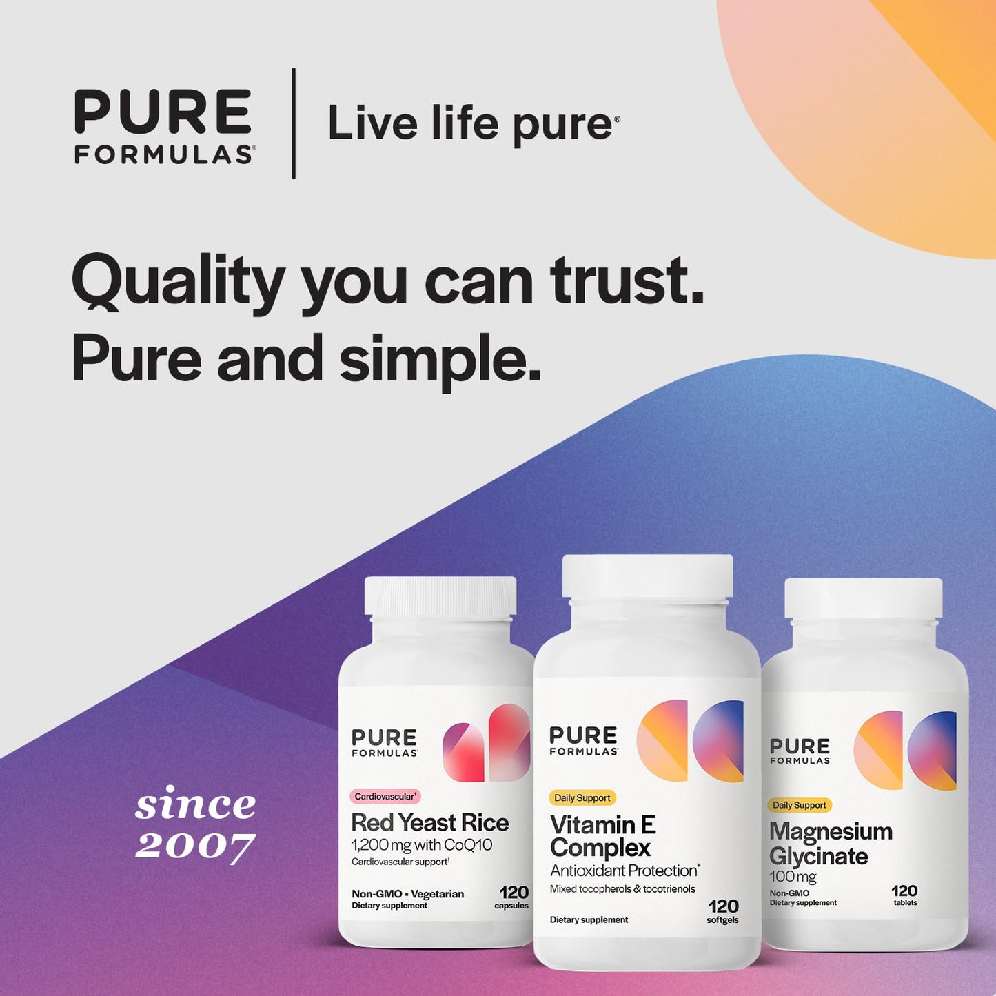 PureFormulas Vitamin E Complex, Full-Spectrum Vitamin E for Cardiovascular and Immune Support, Gamma-tocopherol Rich Antioxidant, Gluten-Free & Kosher, 120 Softgels for Antioxidant Protection - dailyvitalstore