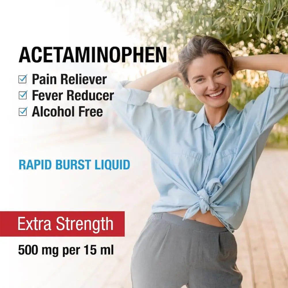 Puregen Labs Adult Extra Strength Acetaminophen Liquid 500mg/15ml - 8 fl oz Rapid Burst Pain Reliever/Fever Reducer, Cherry Flavor | Muscle & Joint Pain Relief | Arthritis Pain Relief - dailyvitalstore
