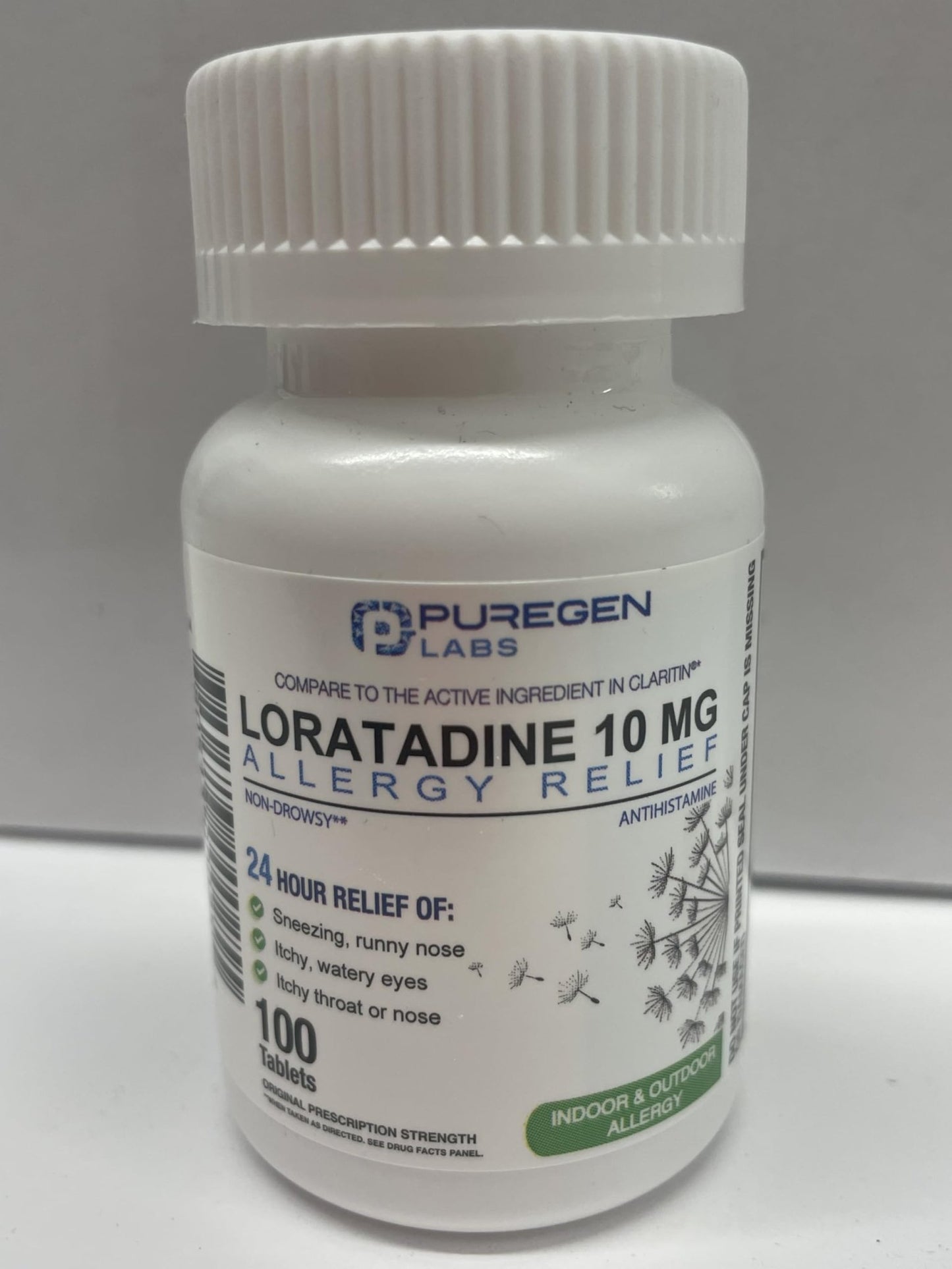 Puregen Labs Allergy Relief, Loratadine 10mg, 100 Tablets – 24 Hour Non-Drowsy Antihistamine Allergy Medicine for Runny Nose, Sneezing, Itchy, Watery Eyes - dailyvitalstore