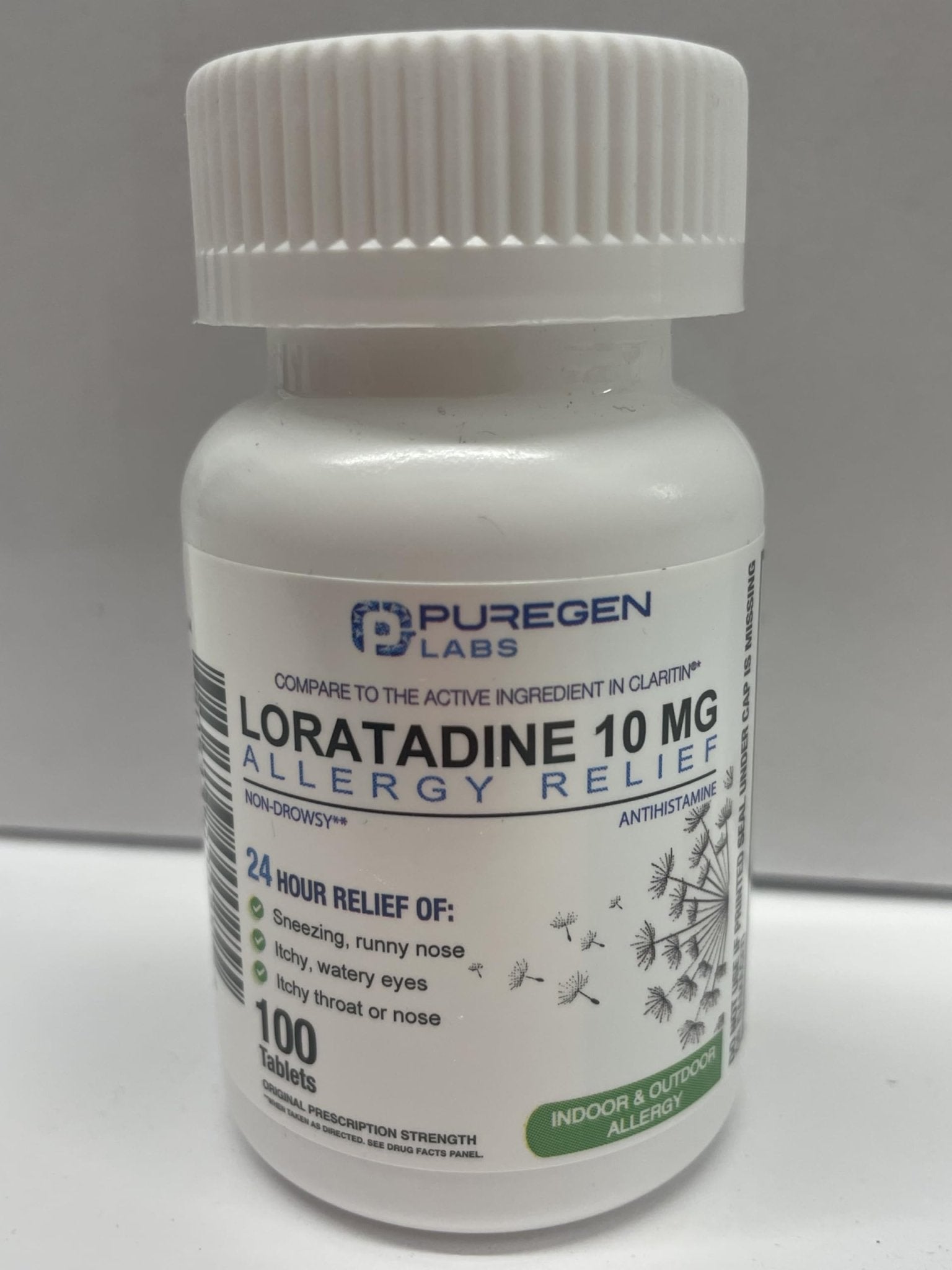 Puregen Labs Allergy Relief, Loratadine 10mg, 100 Tablets – 24 Hour Non-Drowsy Antihistamine Allergy Medicine for Runny Nose, Sneezing, Itchy, Watery Eyes - dailyvitalstore
