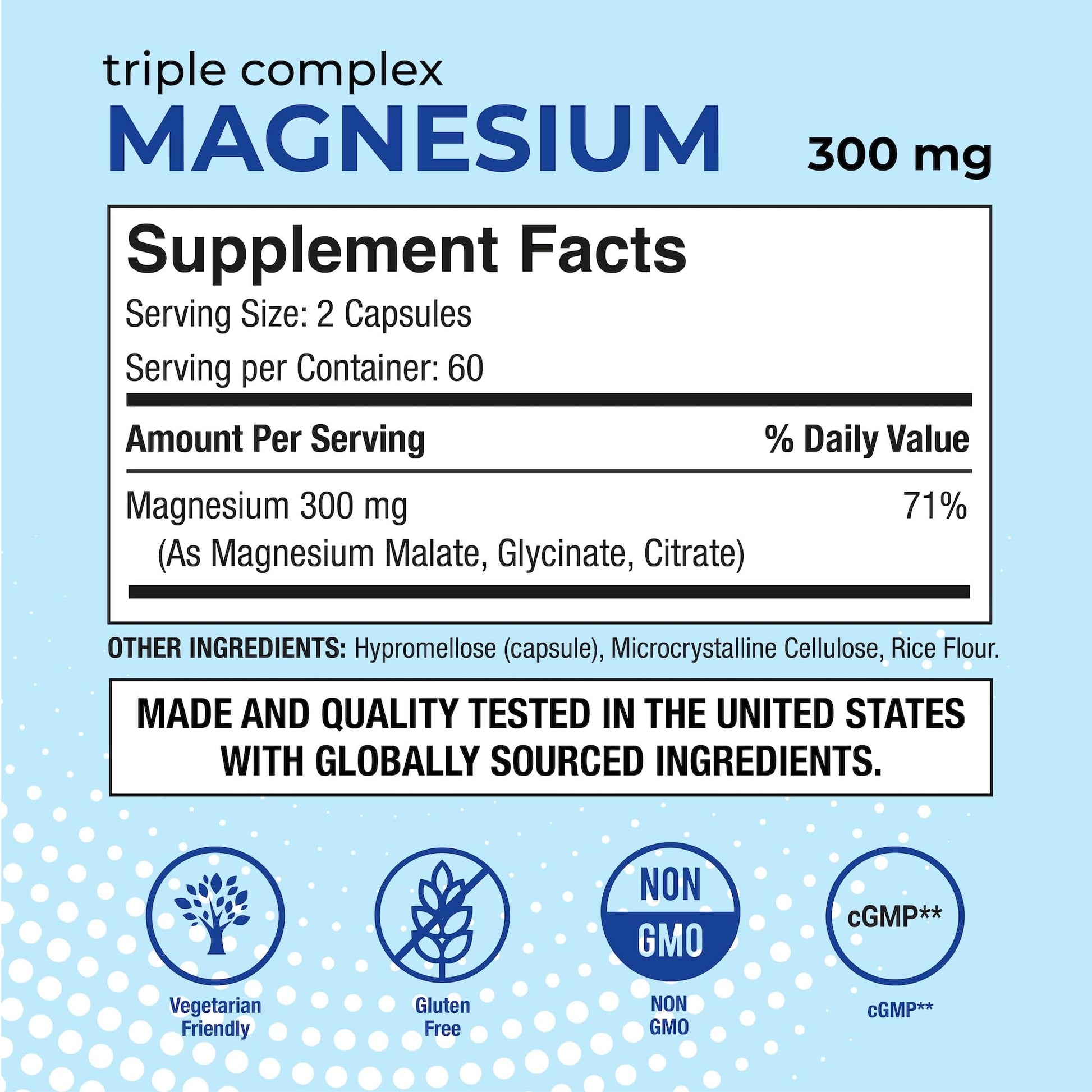 Puregen Labs Triple Magnesium Complex 300mg of Magnesium Glycinate, Malate, & Citrate [High Absorption] 120 Veg Capsules | No Harmful Additives | Non-GMO, NO Gluten and Dairy - dailyvitalstore