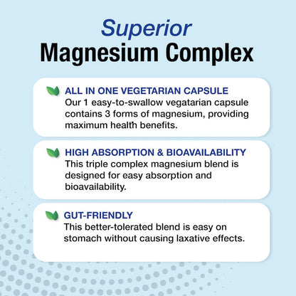Puregen Labs Triple Magnesium Complex 300mg of Magnesium Glycinate, Malate, & Citrate [High Absorption] 120 Veg Capsules | No Harmful Additives | Non-GMO, NO Gluten and Dairy - dailyvitalstore