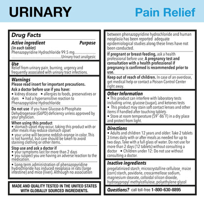 Puregen Labs Urinary Pain Relief | Phenazopyridine HCl 99.5mg Tablets | Maximum Strength OTC for Fast Relief of UTI Pain, Burning and Bladder discomfort – 72 Count Tablets - dailyvitalstore
