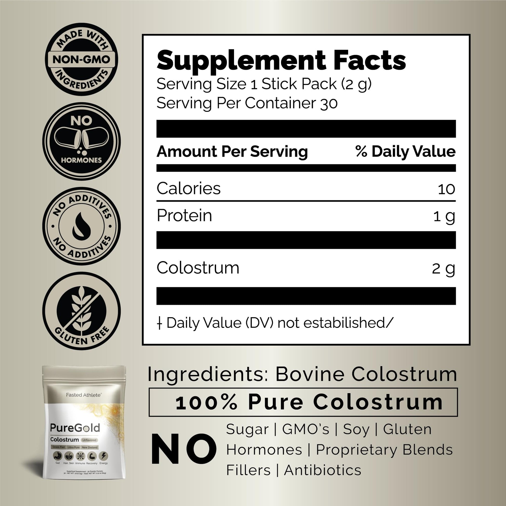 PureGold - Bovine Colostrum Powder - 100% Pure New Zealand Grass Fed, Supports Gut Health, Skin, Hair, & Immunity - dailyvitalstore
