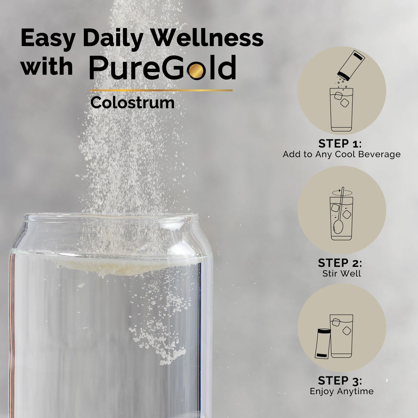 PureGold - Bovine Colostrum Powder - 100% Pure New Zealand Grass Fed, Supports Gut Health, Skin, Hair, & Immunity - dailyvitalstore