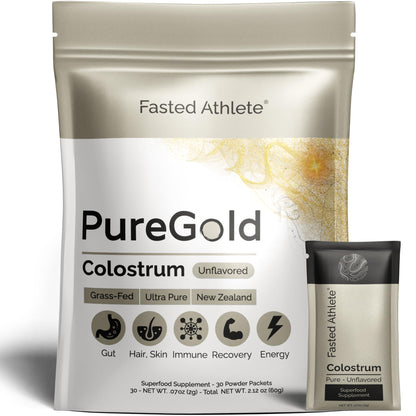 PureGold - Bovine Colostrum Powder - 100% Pure New Zealand Grass Fed, Supports Gut Health, Skin, Hair, & Immunity - dailyvitalstore