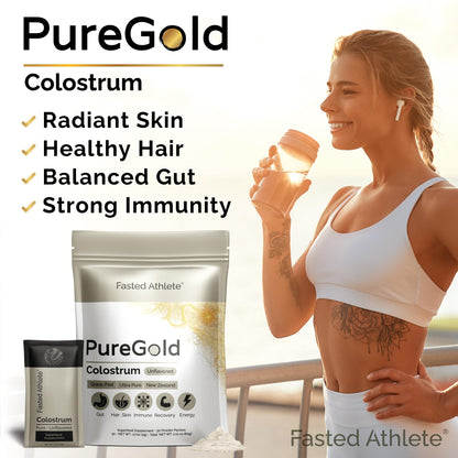 PureGold - Bovine Colostrum Powder - 100% Pure New Zealand Grass Fed, Supports Gut Health, Skin, Hair, & Immunity – Colostrum Supplement, Unflavored, 30 Travel Packets - dailyvitalstore