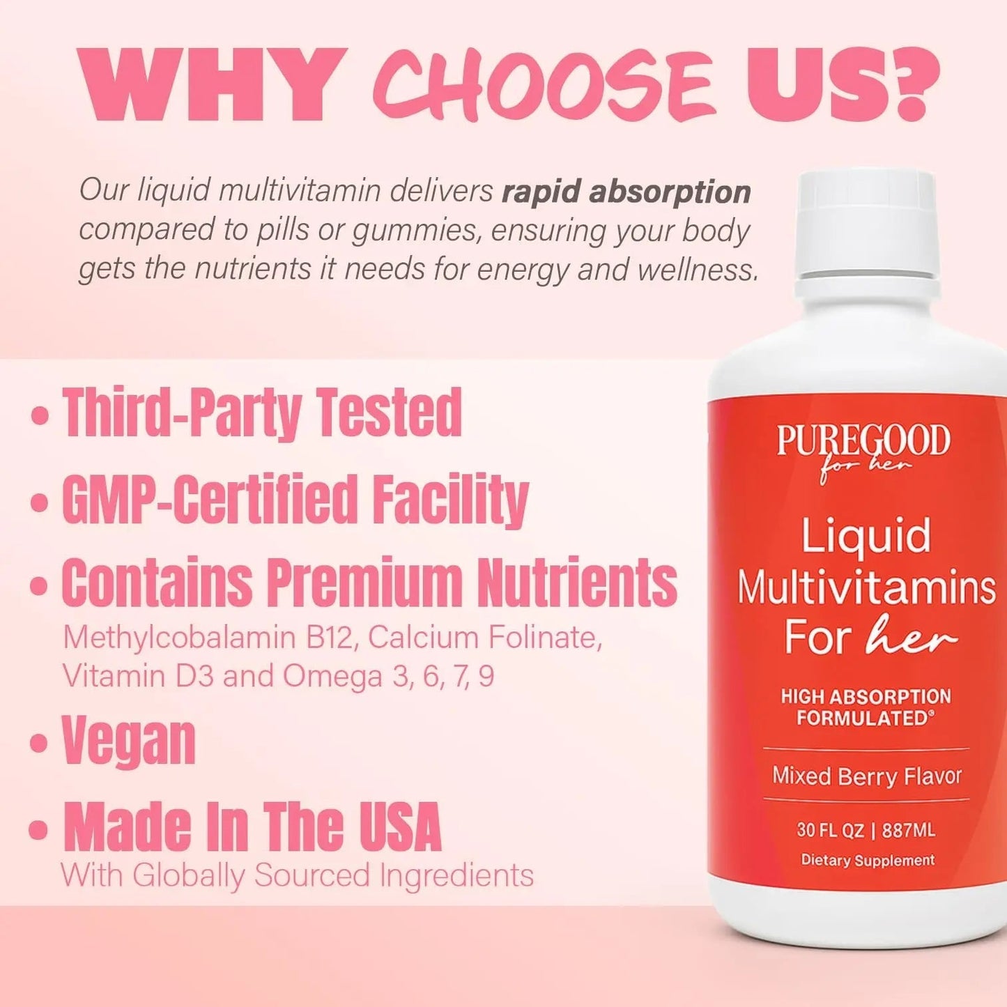 PureGood Women’s Liquid Multivitamin | 70+ Nutrients, Superfoods & Omegas | High Absorption Daily Supplement | - dailyvitalstore