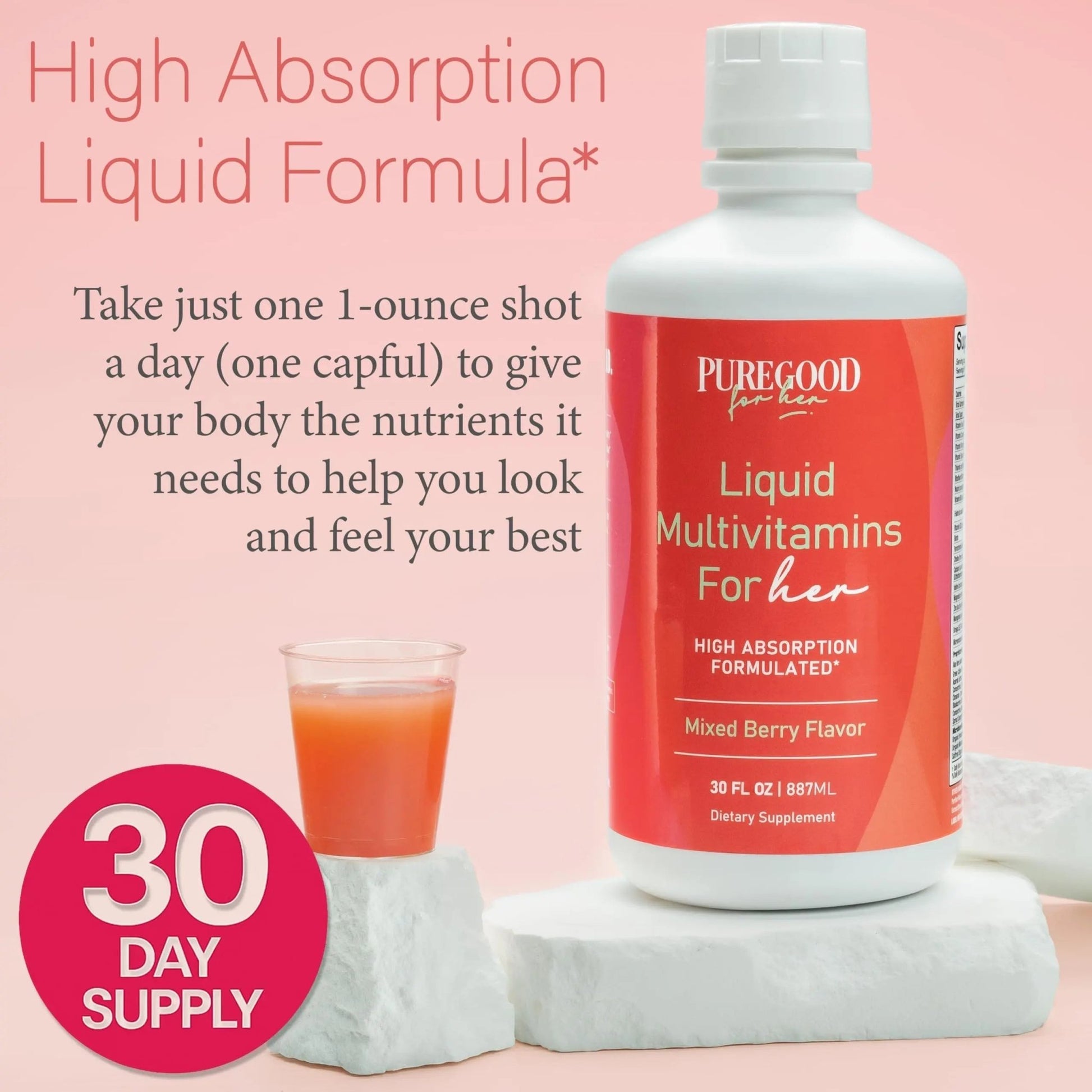 PureGood Women’s Liquid Multivitamin | 70+ Nutrients, Superfoods & Omegas | High Absorption Daily Supplement | - dailyvitalstore