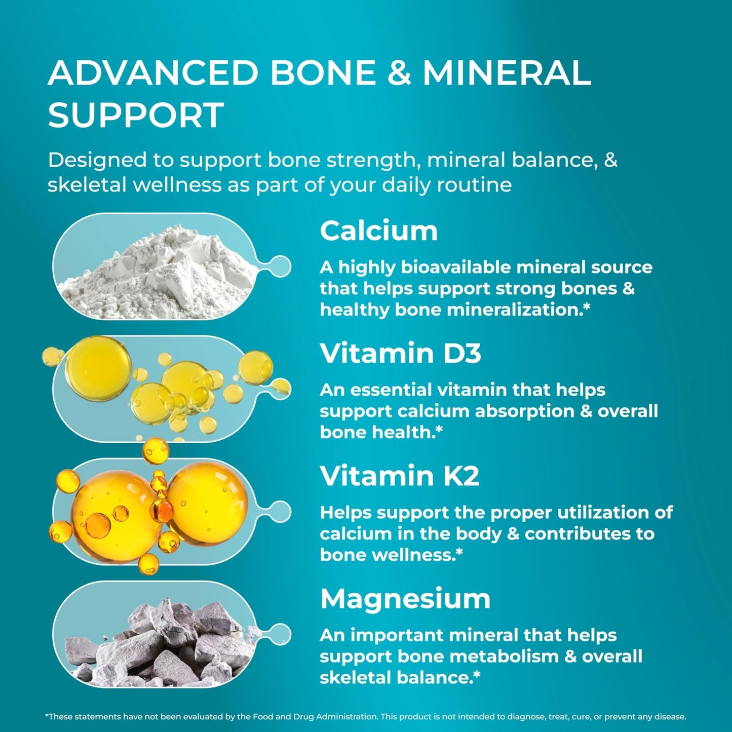 PUREHEALTH RESEARCH Bone Health Formula - for Bones, Joint & Skeletal Wellness - with Calcium, Magnesium, Zinc, Copper, Manganese, Potassium, Vitamin K2, D3, C & More for Women & Men - 150 Capsules - dailyvitalstore