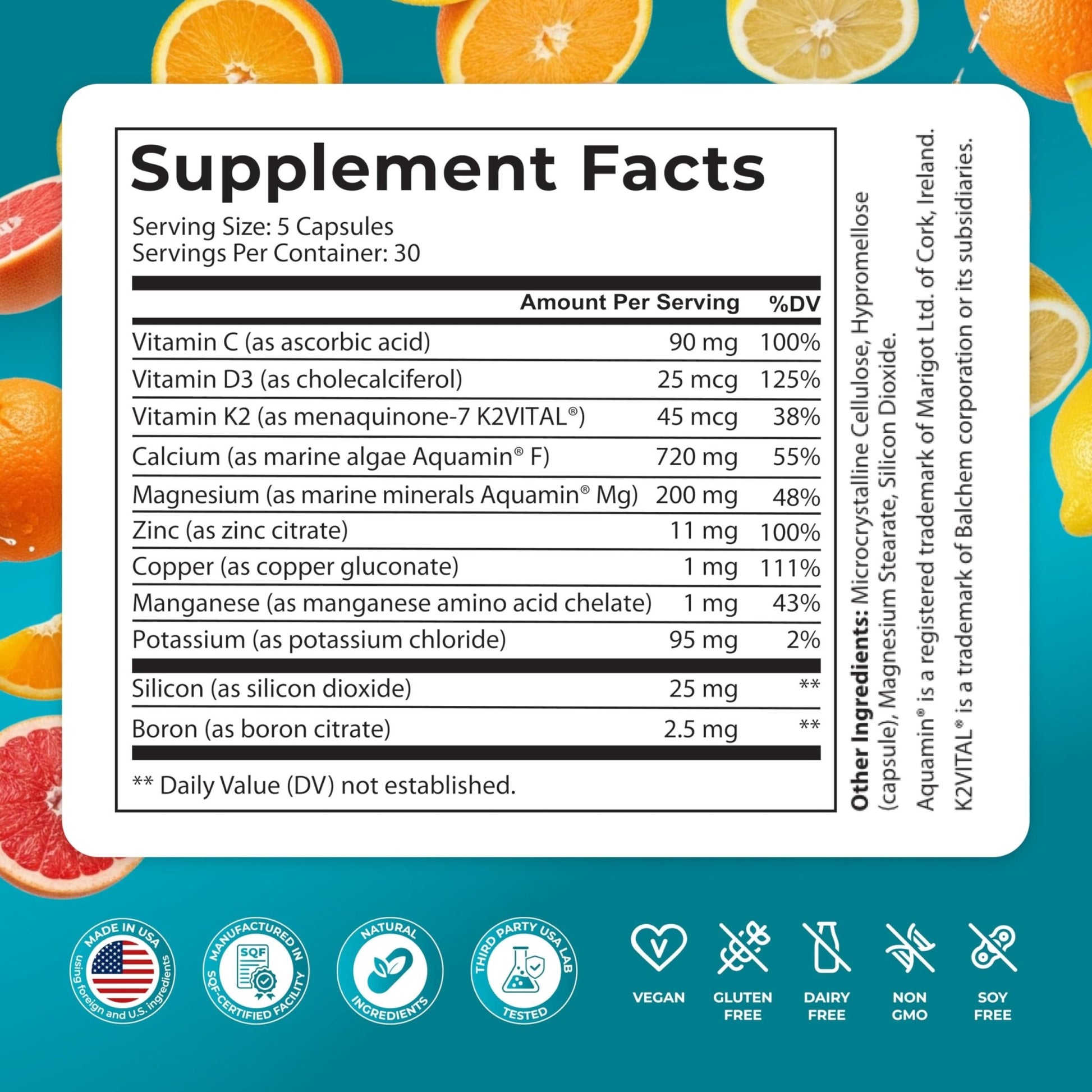 PUREHEALTH RESEARCH Bone Health Formula - for Bones, Joint & Skeletal Wellness - with Calcium, Magnesium, Zinc, Copper, Manganese, Potassium, Vitamin K2, D3, C & More for Women & Men - 150 Capsules - dailyvitalstore