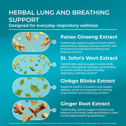 PUREHEALTH RESEARCH BreatheCore - Lung Detox for Smokers - Lung Cleanse & Support Supplement for Women & Men - Ginger Root, Ginkgo Biloba, St Johns Wort, Panax Ginseng & More - 60 Capsules - dailyvitalstore