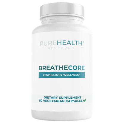 PUREHEALTH RESEARCH BreatheCore - Lung Detox for Smokers - Lung Cleanse & Support Supplement for Women & Men - Ginger Root, Ginkgo Biloba, St Johns Wort, Panax Ginseng & More - 60 Capsules - dailyvitalstore