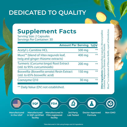 PUREHEALTH RESEARCH Comfortiq - Back Discomfort Supplement - Joint Health Support for Women & Men - with CoQ10, Turmeric, Acetyl L-Carnitine, Boswellia & More - 60 Capsules - dailyvitalstore