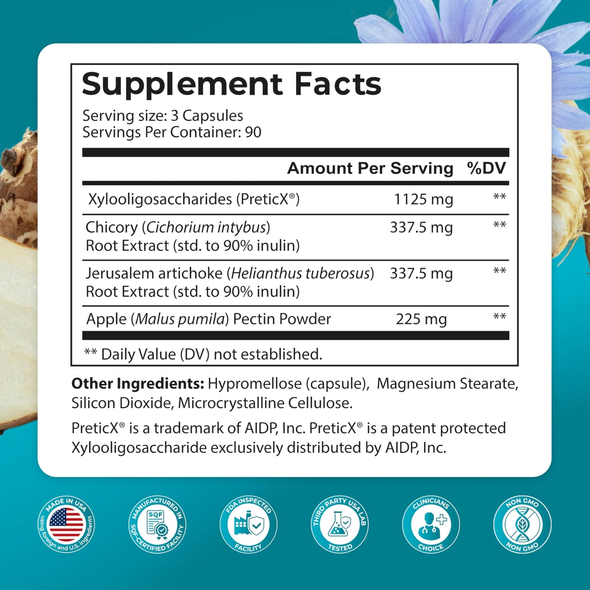 PUREHEALTH Research Improbiome - Prebiotic Fiber - Natural Support for Healthy Gut Prebiotics - Digestive Nutritional Supplements - with Jerusalem Artichoke, Apple Pectin & More - 90 Capsules - dailyvitalstore