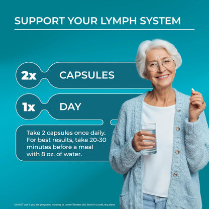 PUREHEALTH RESEARCH Lymph System Support - Lymphatic Drainage Supplement for Women & Men - Bromelain, Echinacea, Dandelion, Burdock Root, Lemon Powder, Kelp, Cleavers & More - 60 Capsules - dailyvitalstore