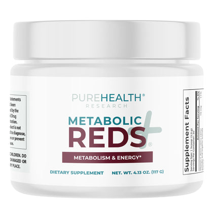 PUREHEALTH RESEARCH Metabolic Reds - Organic Superfood Powder Supplement - Fruit, Veggie, Adaptogenic, Probiotic Blends & More - for Metabolism & Energy Support - 4.13 Oz. - 30 Servings - dailyvitalstore