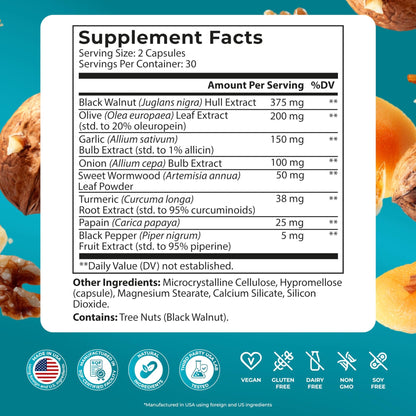 PUREHEALTH RESEARCH Parabroom - Gut Cleanse & Health Supplement - with Black Walnut, Sweet Wormwood Powder, Turmeric Extract, Olive Leaf, Garlic & Onion - dailyvitalstore