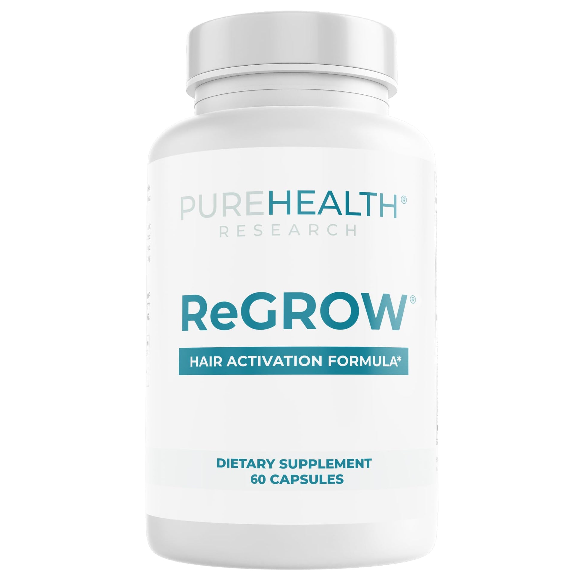 PUREHEALTH RESEARCH ReGrow - Hair Growth Vitamins - Hair Supplement for Scalp & Thickness Support - with Saw Palmetto, Biotin, Hydrolyzed Bovine Collagen - dailyvitalstore