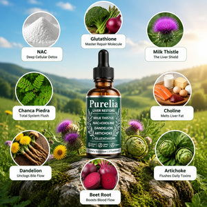 Purelia Liver Restore, 2.02FL OZ Liver Restore Drops, Complete Liver Support Supplement with Milk Thistle, Dandelion Root, L-Glutathione & Choline for Natural Balance & Liver Cleanse - dailyvitalstore
