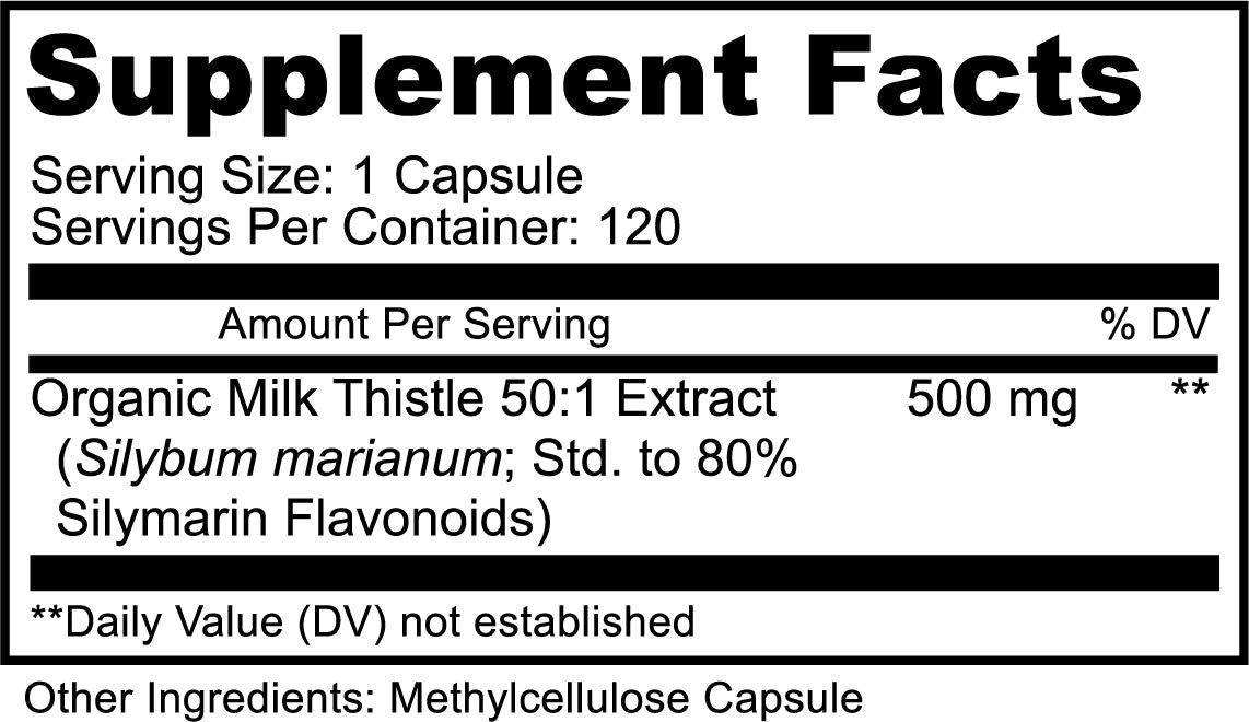 PURELY beneficial Organic Milk Thistle Capsules, 50:1 Milk Thistle Extract, Liver Cleanse & Antioxidant Support, 120 Veg Capsules, Vegan & Non-GMO - dailyvitalstore