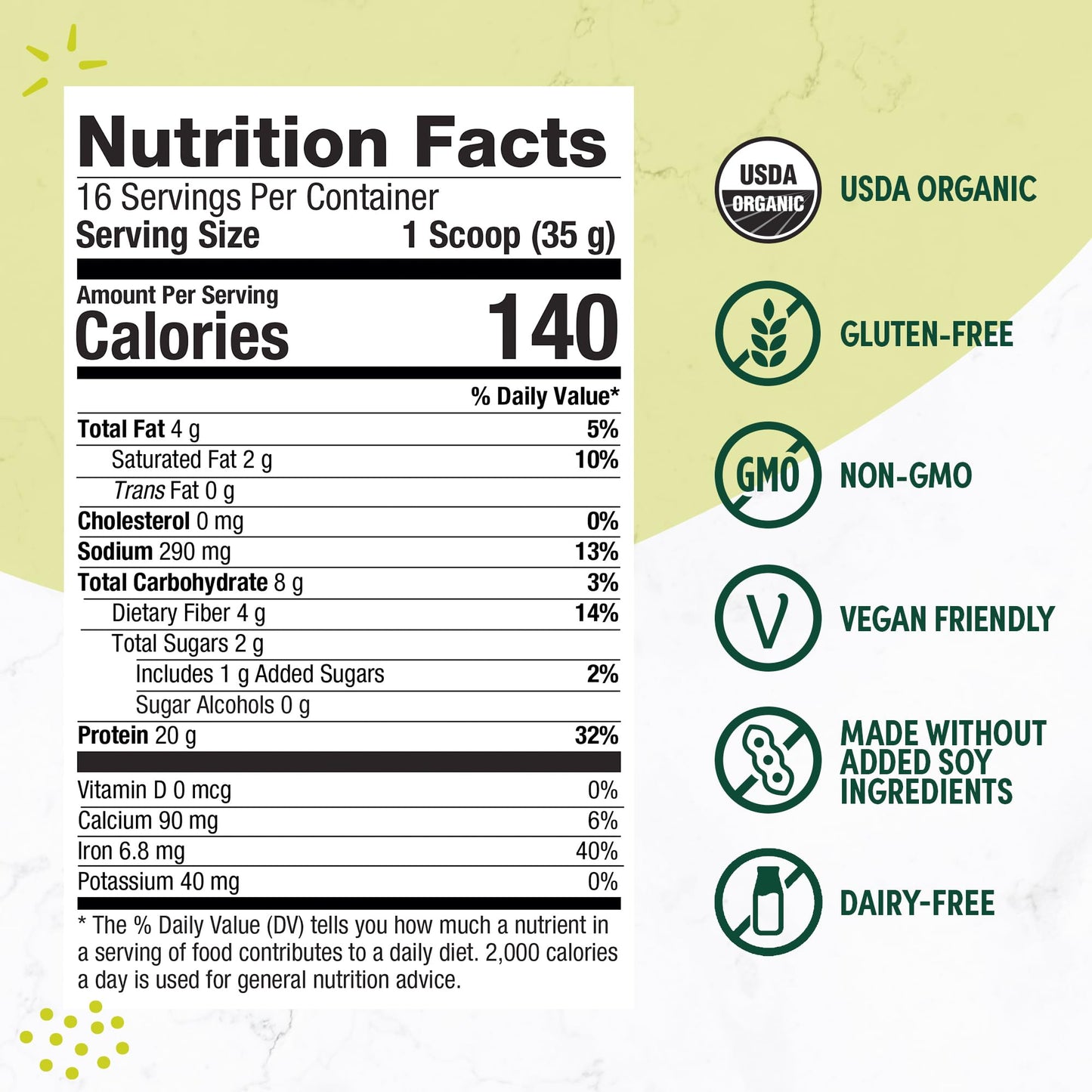 Purely Inspired Plant-Based Protein Powder for Men & Women, Creamy French Vanilla (16 Servings) - Vegan & Organic - 20g of Pea Protein Powder for Smoothies & Shakes - Dairy-Free, & Gluten-Free - dailyvitalstore